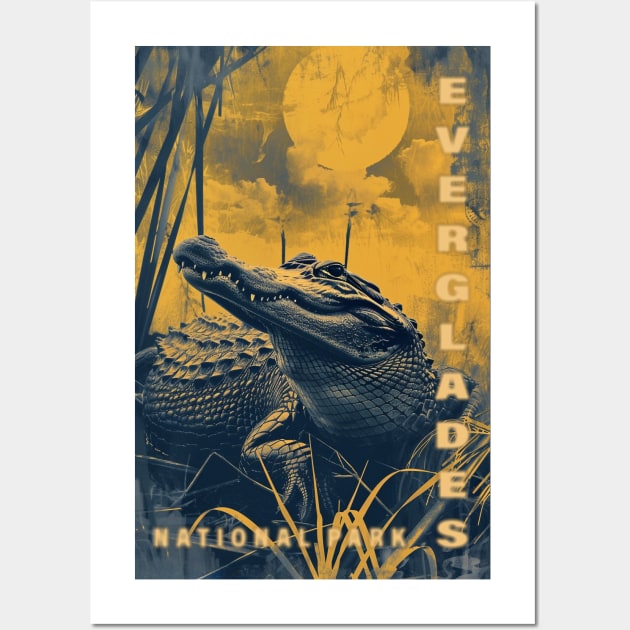 Everglades National Park Vintage Travel  Poster Wall Art by GreenMary Design